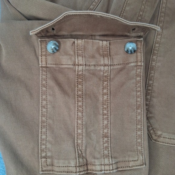 SPANX Stretch Twill Ankle Cargo Pants Women's XL Brown Honey Glow High-Rise - Picture 9 of 16